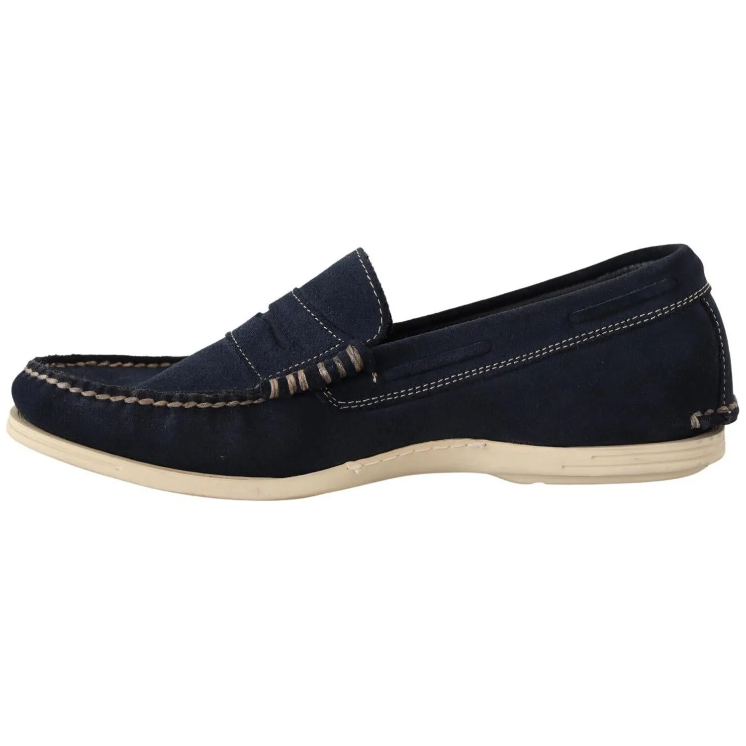 Pollini Chic Suede Blue Moccasins for Men