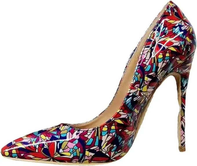 Pre Order:  Graphic Printed Pointed-Toe Slip-On Shoes