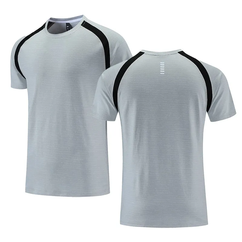 Quick Dry Men Running T-shirt Fitness Sports Top Gym Training Shirt Breathable Jogging Casual Sportswear