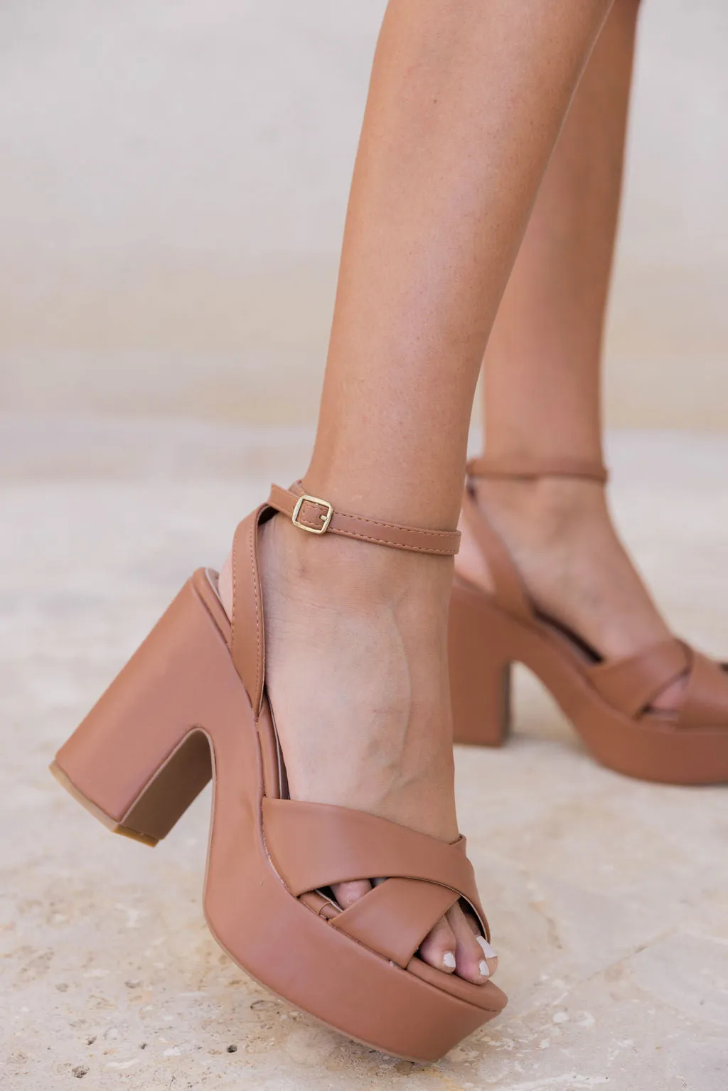 Raya Camel Chunky Heels FINAL SALE