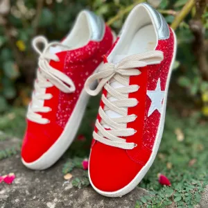 Red Glazed Star Sneakers