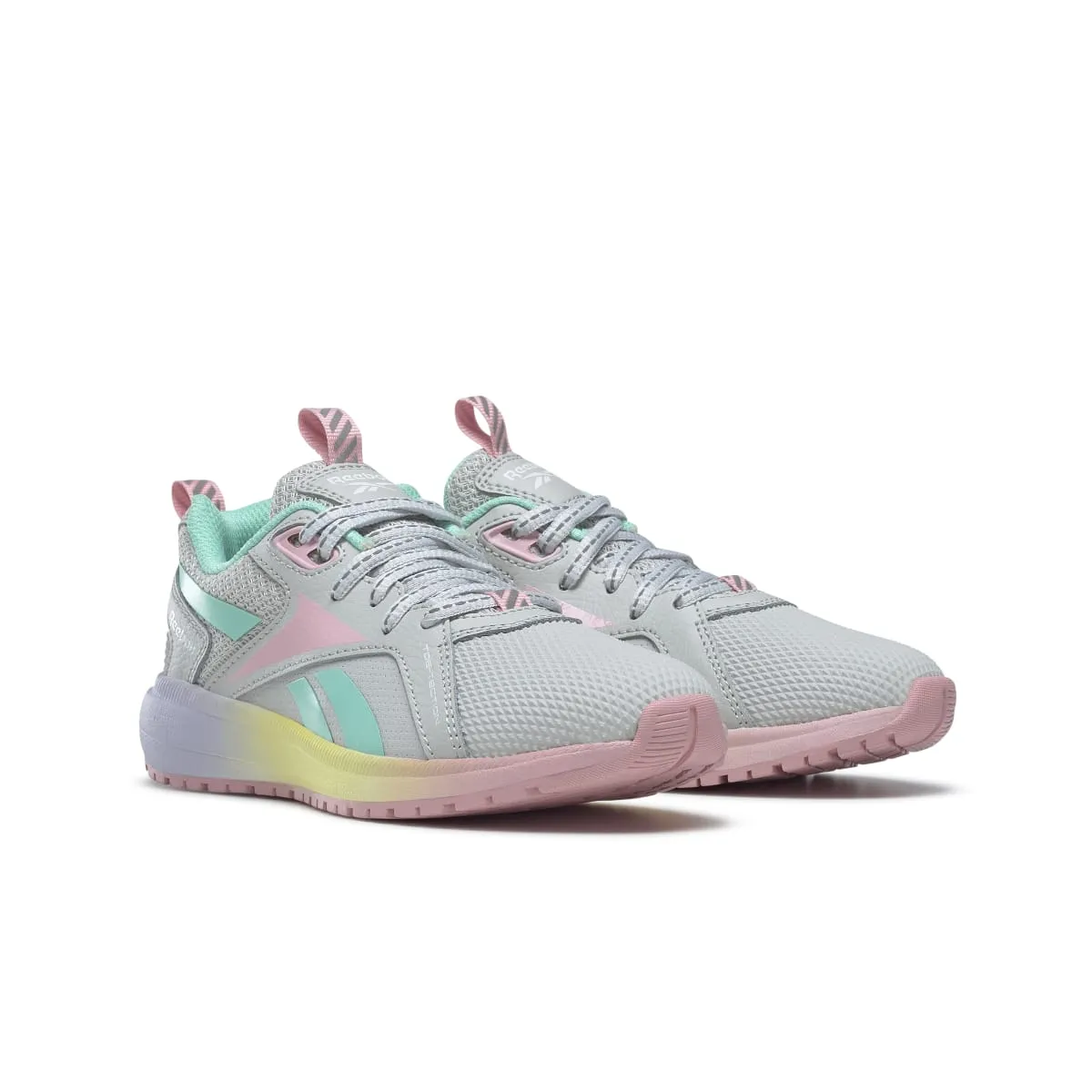 REEBOK HQ4007 DURABLE XT KID'S (Medium) Grey/Pink/Mint Leather & Rubber Running Shoes