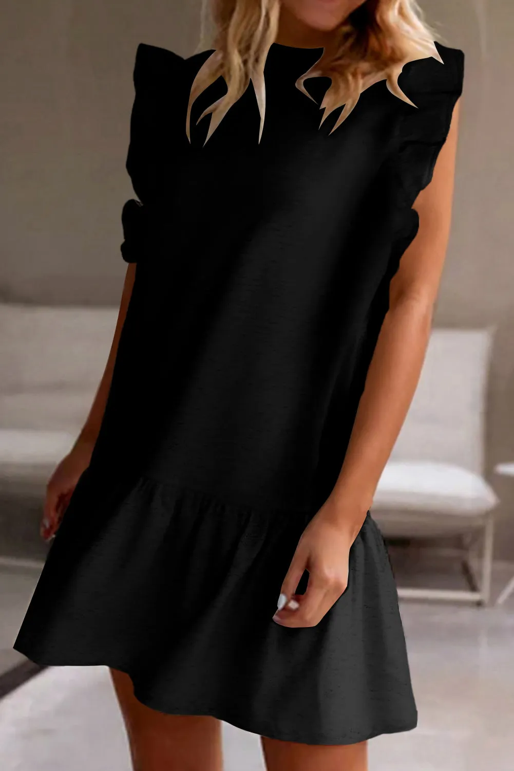 Ruffled Cap Sleeve Mini Dress