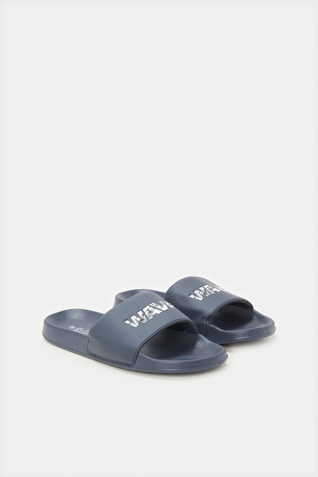 Senior Boys Navy Embossed Slide