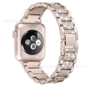 Smart Watch Diamond Watch Band Three Beads Full Diamond Solid Chain Watch Band