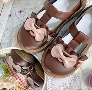 Sohiwoo Japanese Lolita Round Head Cute Shoes Student Flat Lolita Single Shoes Soft Girl Kawaii Shoes Cosplay Loli Daily Single Shoes