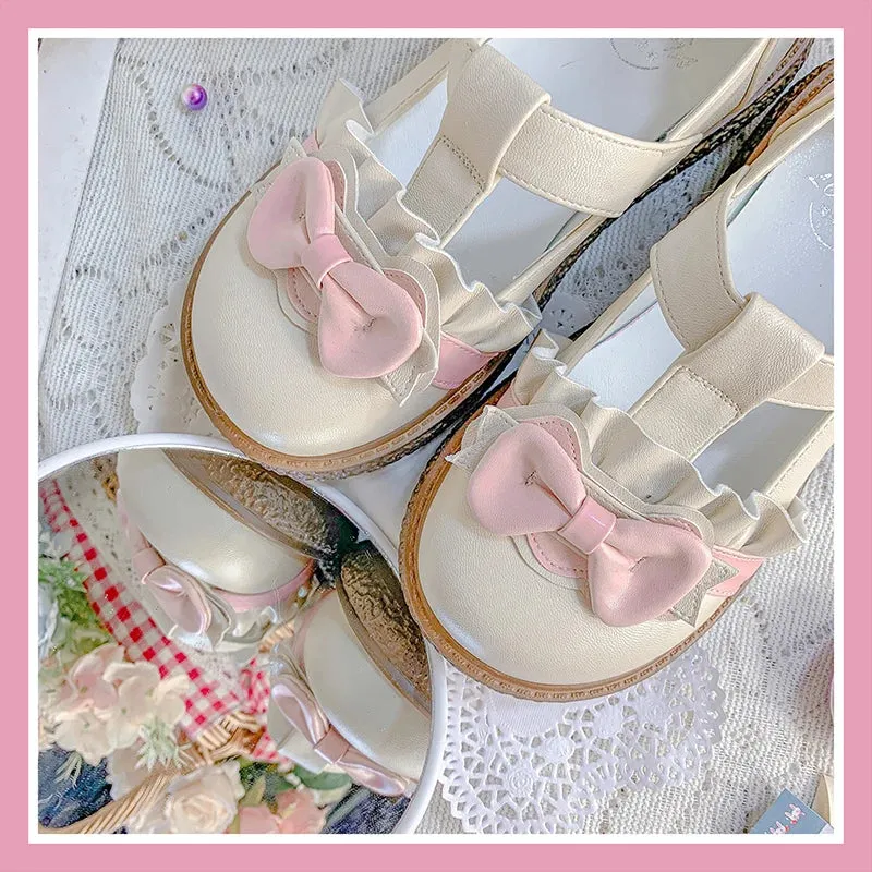 Sohiwoo Japanese Lolita Round Head Cute Shoes Student Flat Lolita Single Shoes Soft Girl Kawaii Shoes Cosplay Loli Daily Single Shoes