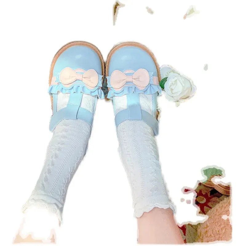 Sohiwoo Japanese Lolita Round Head Cute Shoes Student Flat Lolita Single Shoes Soft Girl Kawaii Shoes Cosplay Loli Daily Single Shoes