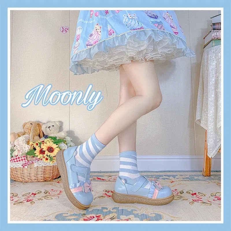 Sohiwoo Japanese Lolita Round Head Cute Shoes Student Flat Lolita Single Shoes Soft Girl Kawaii Shoes Cosplay Loli Daily Single Shoes