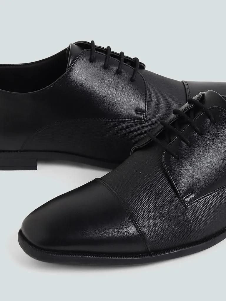 SOLEPLAY Textured Black Lace-Up Formal Shoes