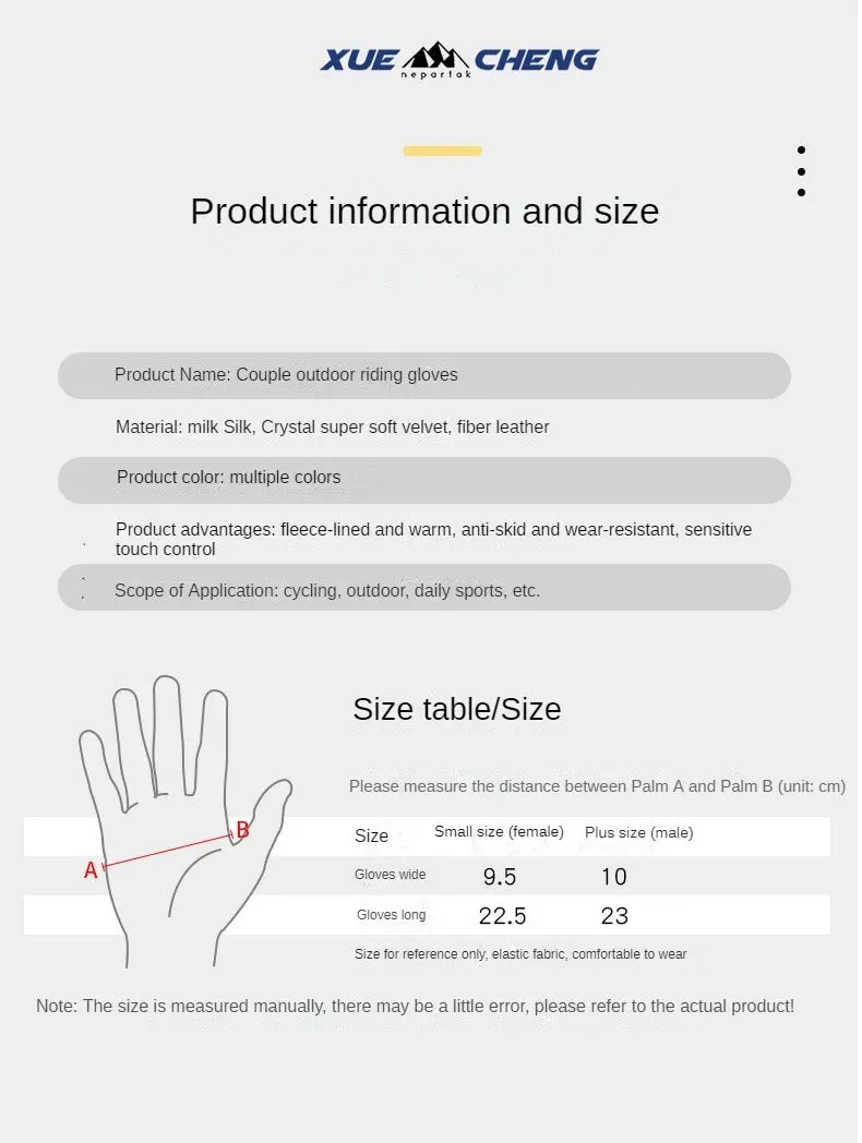 Sports Cycling Gloves, Windproof and Coldproof, Thickened, Waterproof and Velvet, Warm for Outdoor Mountaineering in Winter