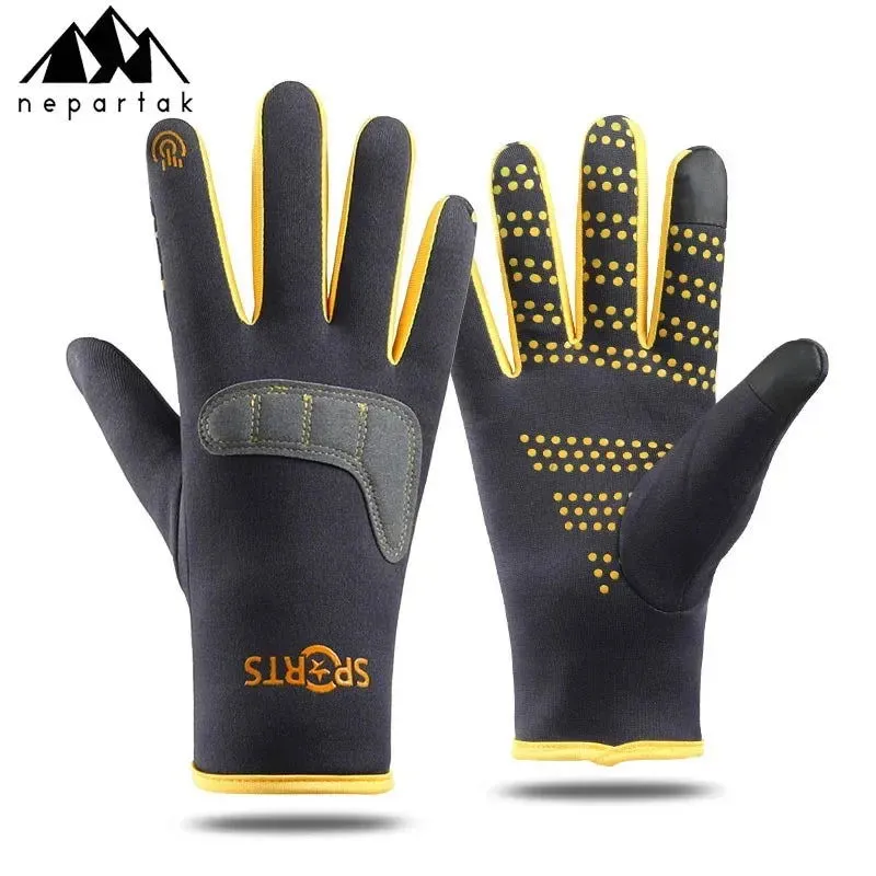 Sports Cycling Gloves, Windproof and Coldproof, Thickened, Waterproof and Velvet, Warm for Outdoor Mountaineering in Winter