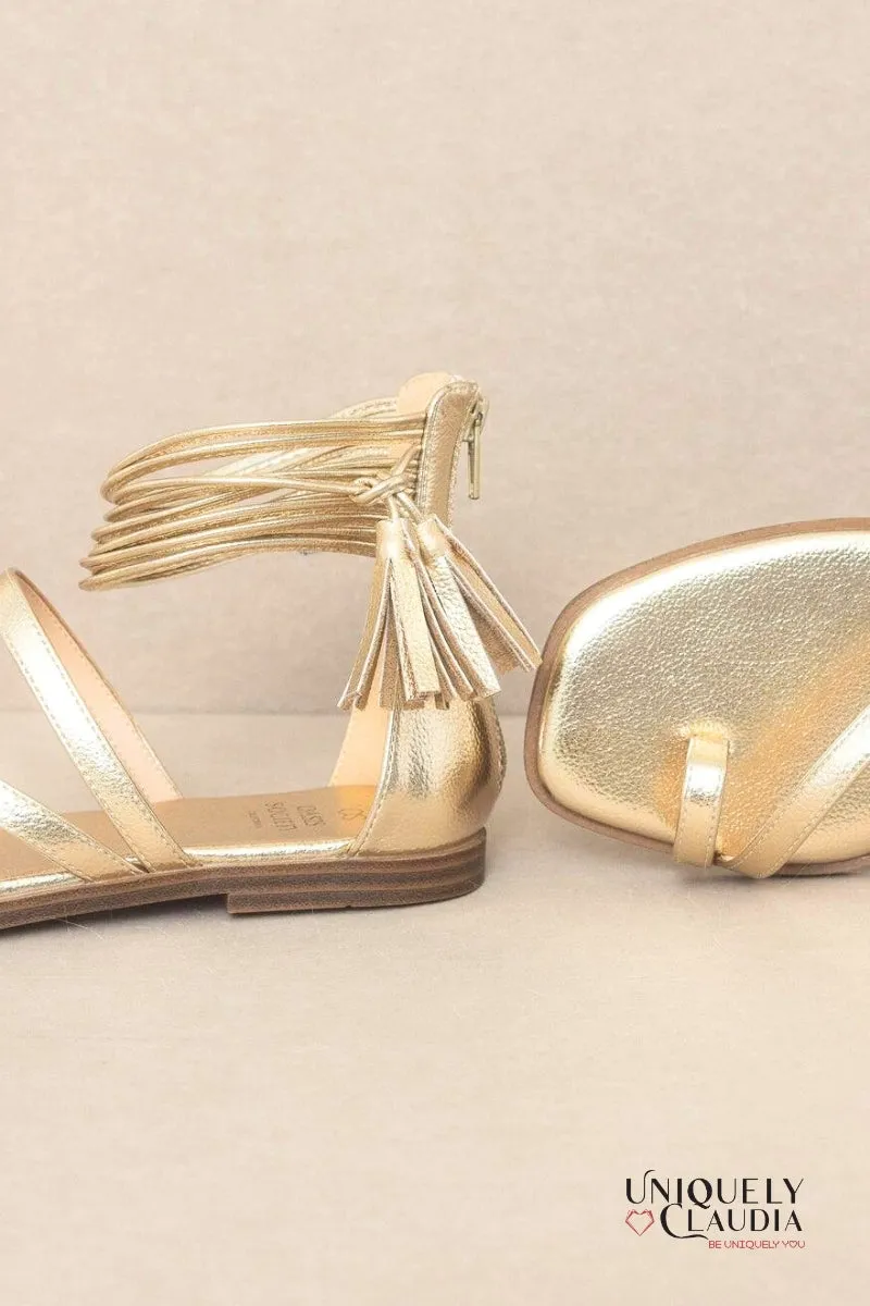 The Abril Strappy Metallic Gold Sandals