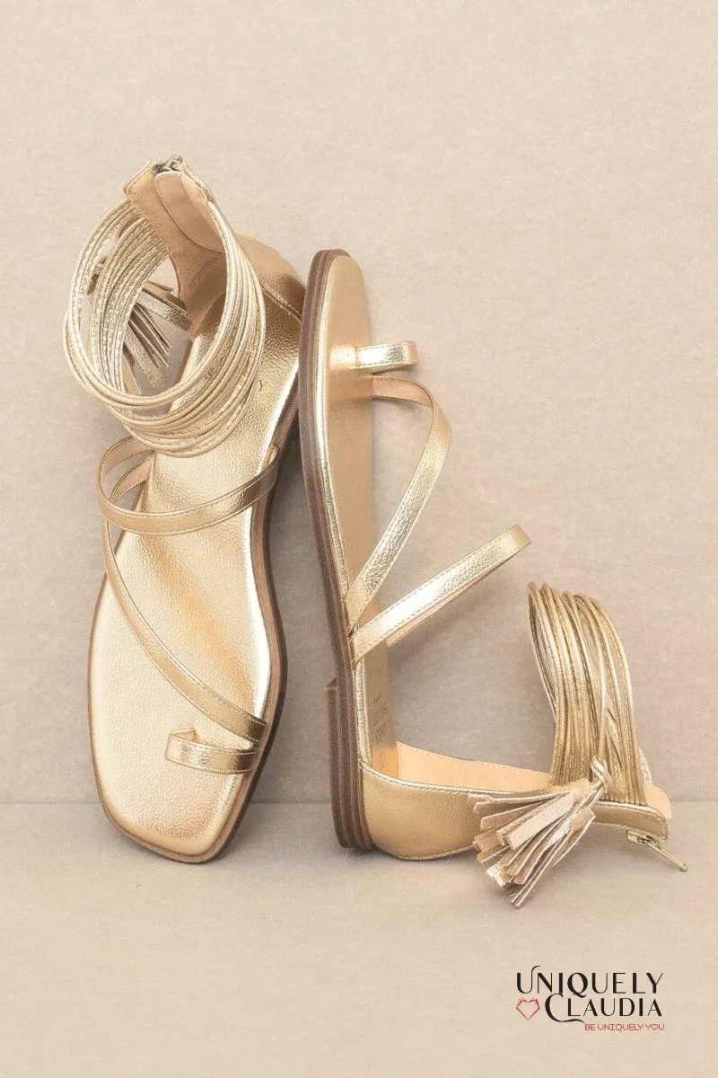 The Abril Strappy Metallic Gold Sandals