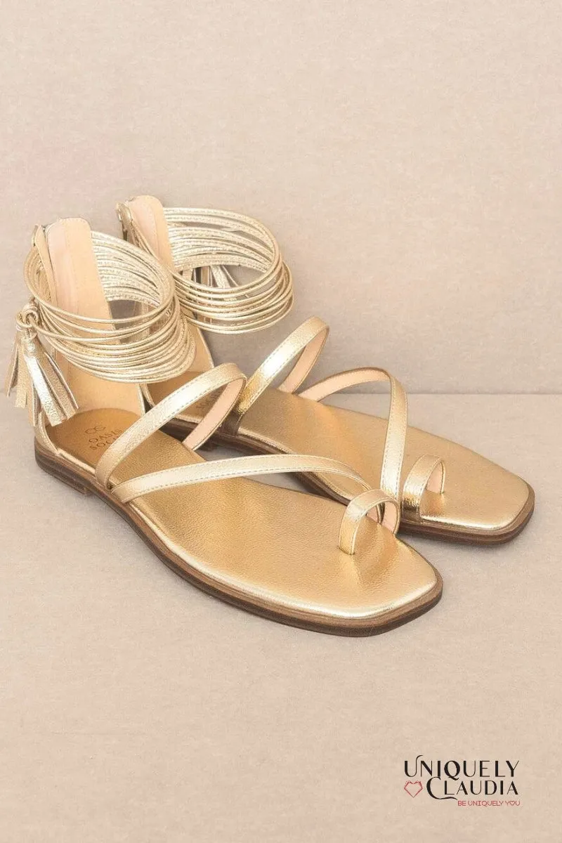 The Abril Strappy Metallic Gold Sandals