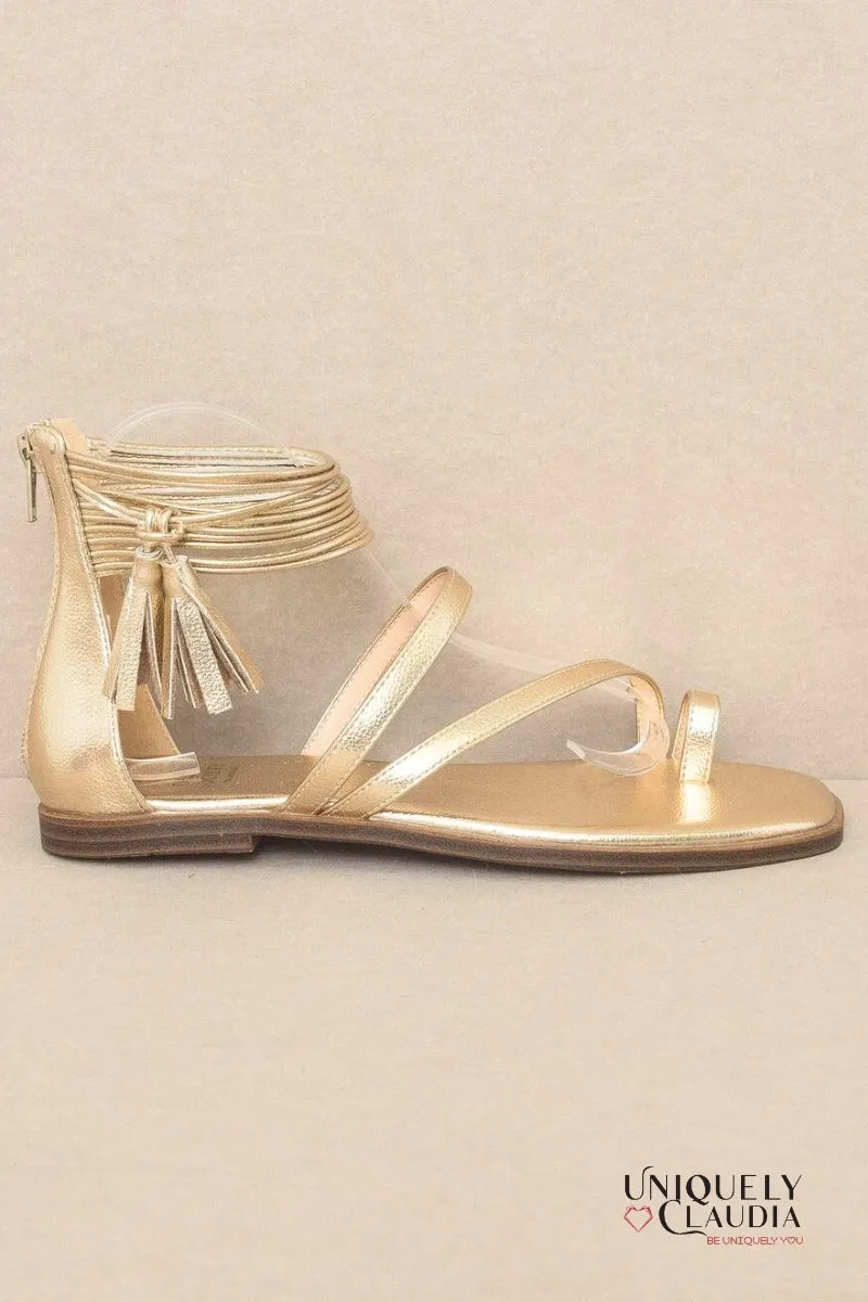 The Abril Strappy Metallic Gold Sandals