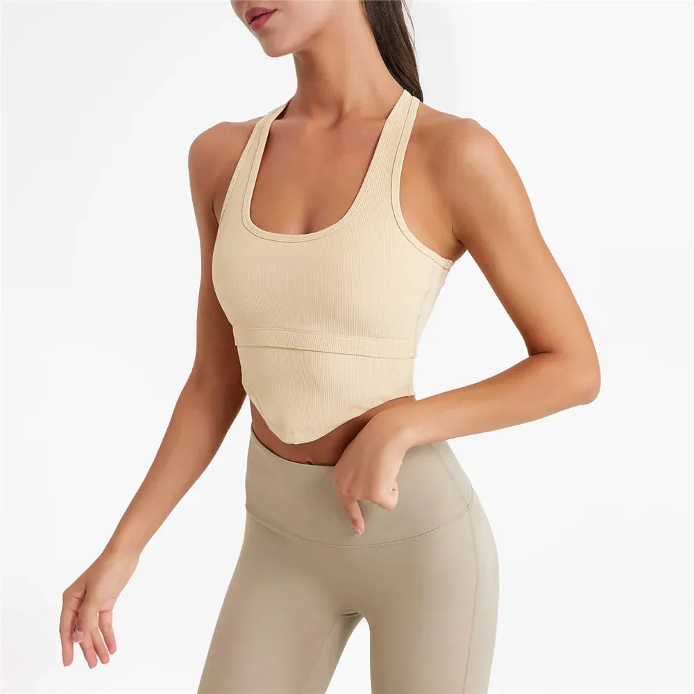 Thin Straps Crossed Back Yoga Sports Bra