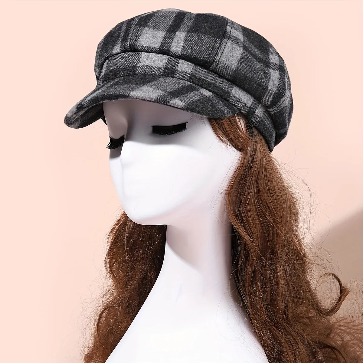 Vintage Plaid Octagonal Beret Hat - Warm, Coldproof, Classic British Style, Newsboy Design, Soft, Fleece Lined, Autumn and Winter Essential for Women - Perfect Painter Cap, Chic Fashion Accessory