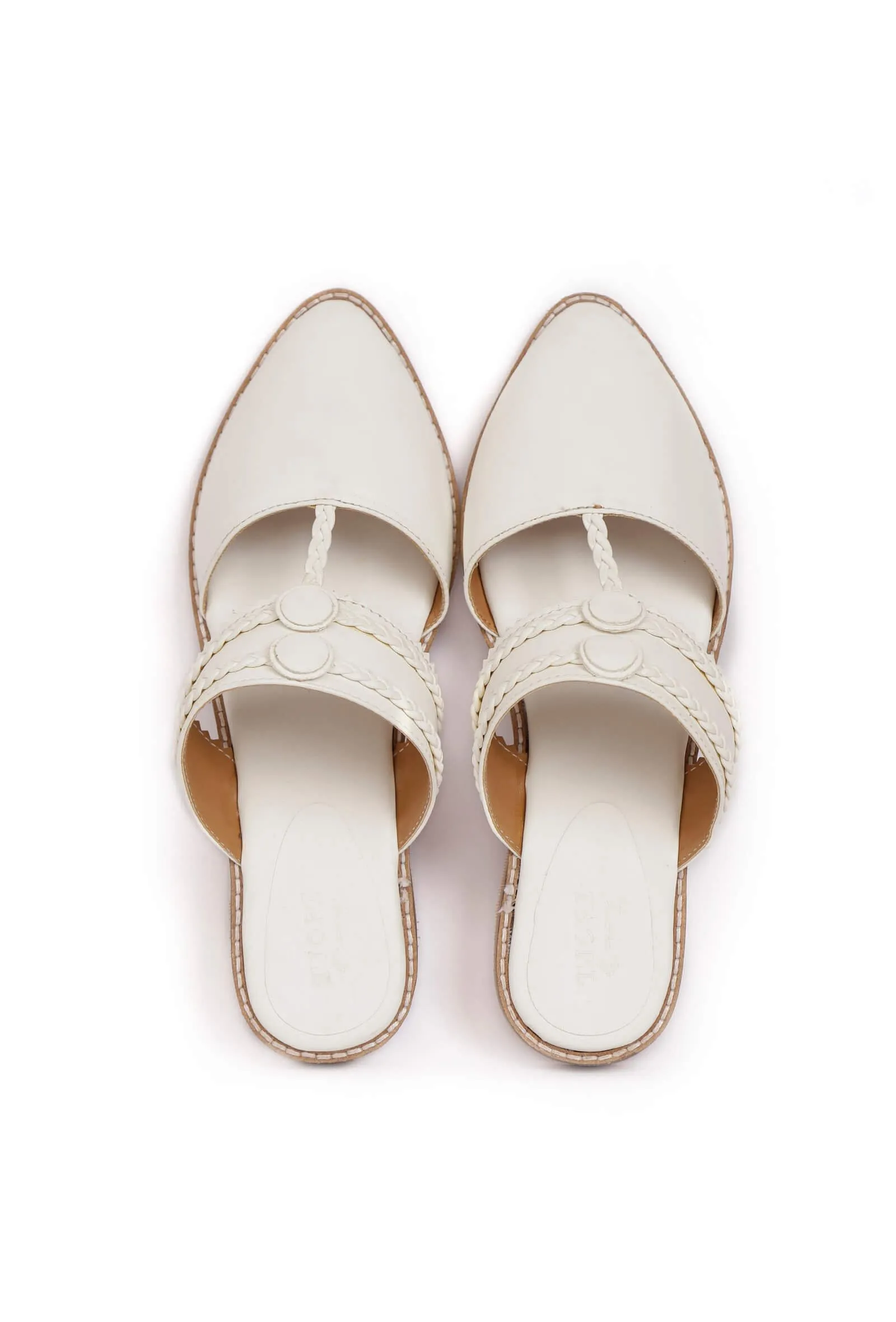 White Safed Braided Sliders