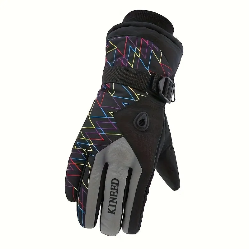 Winter Ski Gloves - Waterproof, Coldproof with Velvet Lining for Warmth, Thickened Design for Cycling & Motorcycle Riding