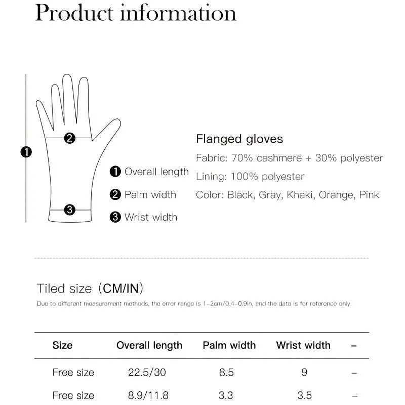 Winter Warm Gloves Women's Outdoor Coldproof Velvet Thick Touch Screen Gloves Flanging Wrist Gloves