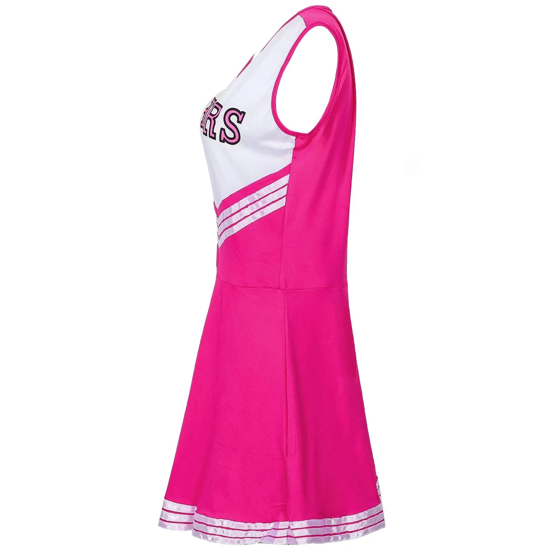 Women Cheerleader Costume Outfit With Poms Fancy Uniform Sports Dress