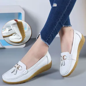 Women Flats Ballet Shoes Cut Out Leather Breathable Moccasins Women Boat Shoes Ballerina Ladies Casual Shoes