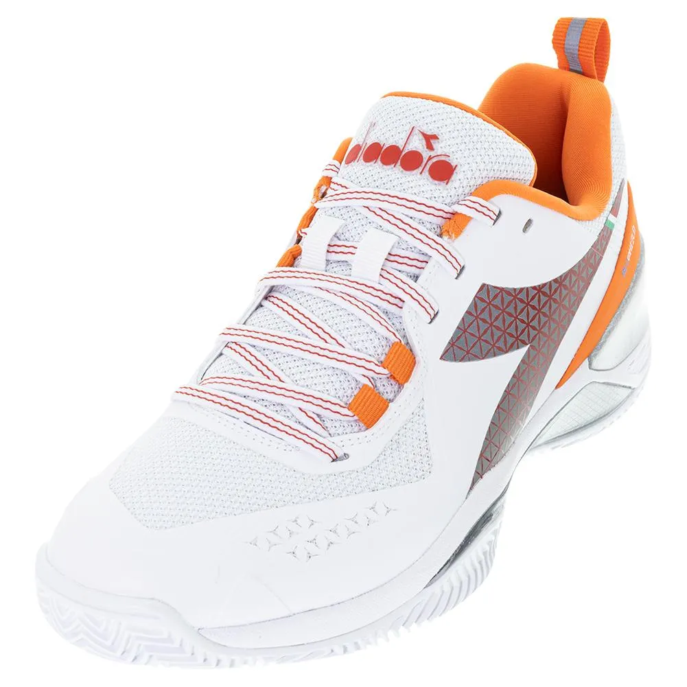 Women's Blushield Torneo Clay Tennis Shoes White and Fiery Red