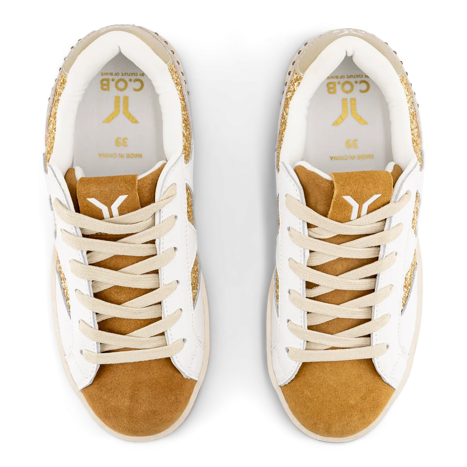 WOMEN'S C.O.B by CULTURE OF BRAVE PLAY LEATHER SNEAKER | GOLD / GLITTER WINGS