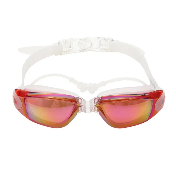 YJ003 Electroplating HD Anti-fog Swimming Glasses Waterproof Diving Equipment for Man and Women(Red)