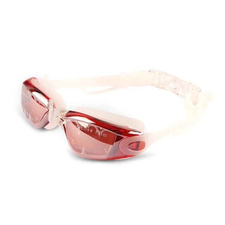 YJ003 Electroplating HD Anti-fog Swimming Glasses Waterproof Diving Equipment for Man and Women(Red)